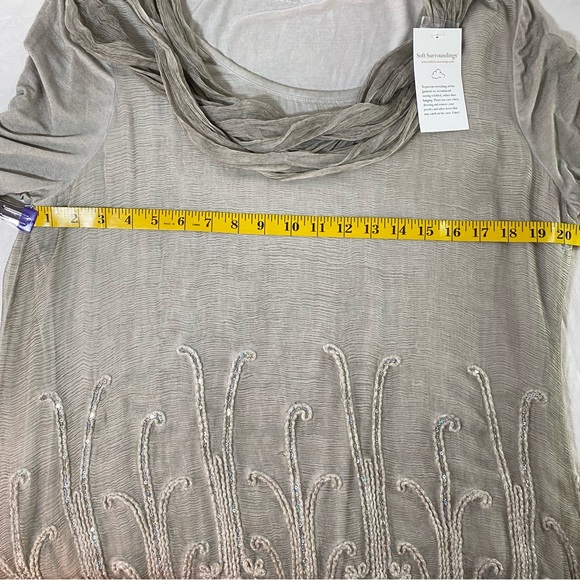 Soft Surroundings NWT sz L Silk Beaux Arts Tunic Taupe - Picture 13 of 13